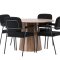 Lanzo spisegrupper spisebord natur 4 stoler boucl� svart.