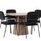 Lanzo spisegrupper spisebord natur 4 stoler boucl� svart.