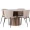 Lanzo spisegrupper spisebord natur 4 stoler boucl� beige.