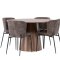 Lanzo spisegrupper spisebord natur 4 stoler boucl� brun.