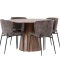 Lanzo spisegrupper spisebord natur 4 stoler boucl� brun.