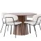 Lanzo spisegrupper spisebord natur 4 stoler boucl� hvit.