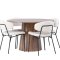 Lanzo spisegrupper spisebord natur 4 stoler boucl� hvit.