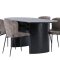 Isolde spisebordss�t spisebord sort 4 stole boucle brun.