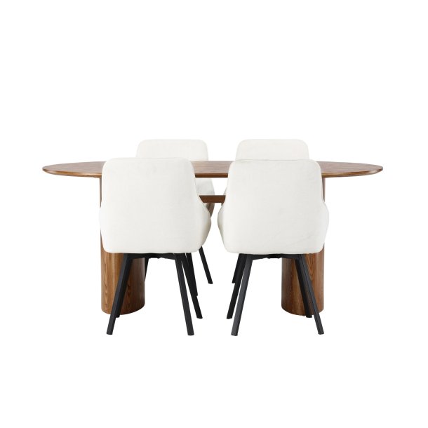 Isolde spisebordss�t spisebord natur 4 stole beige.