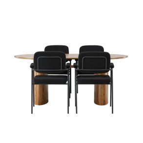 Isolde spisebordss�t spisebord natur 4 stole boucle sort.