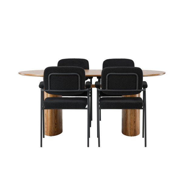 Isolde spisebordss�t spisebord natur 4 stole boucle sort.