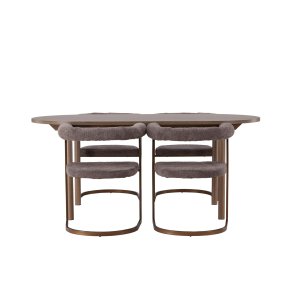Andy spisebordss�t spisebord natur 4 stole boucle brun.