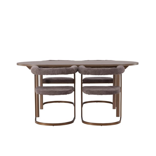 Andy spisebordss�t spisebord natur 4 stole boucle brun.