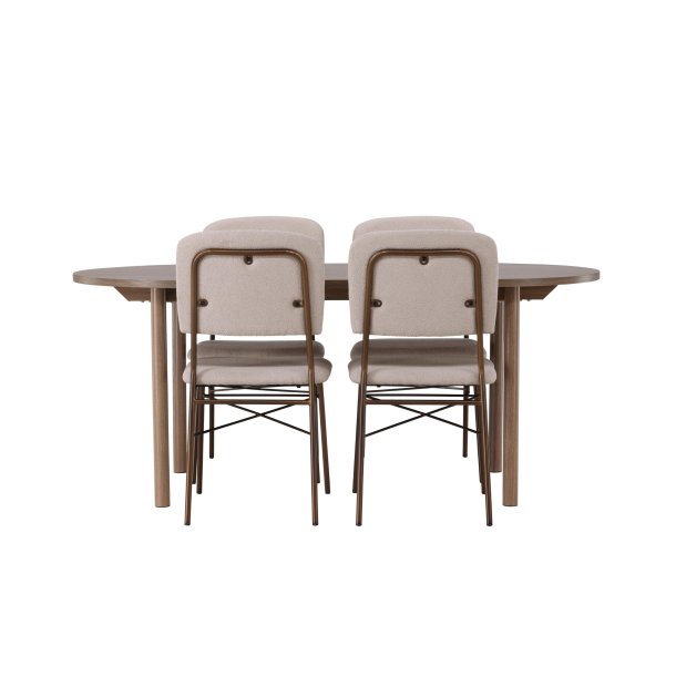 Andy spisebordss�t spisebord natur 4 stole beige.