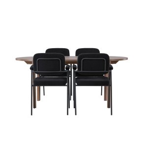 Andy spisebordss�t spisebord natur 4 stole boucle sort.