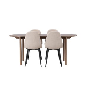 Andy spisebordss�t spisebord natur 4 stole boucle beige.