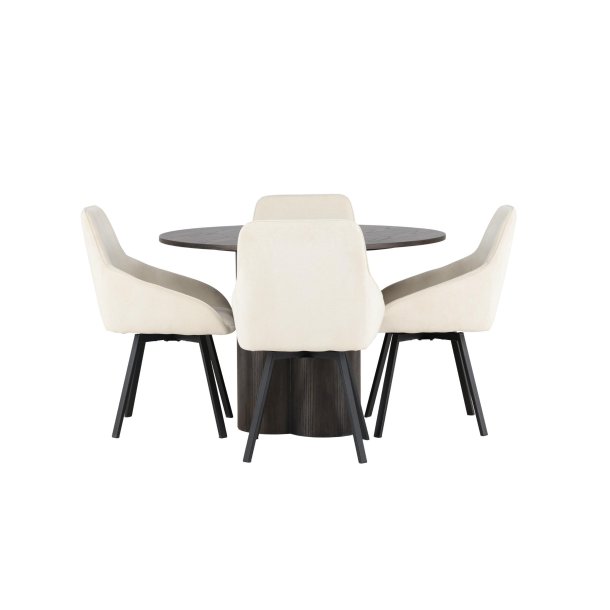 Olivia spisebordss�t spisebord mocca 4 stole beige.