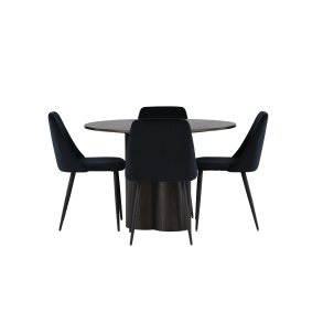 Olivia spisebordss�t spisebord mocca 4 stole velour sort.