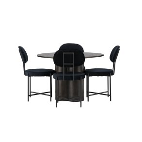 Olivia spisebordss�t spisebord mocca 4 stole velour sort.