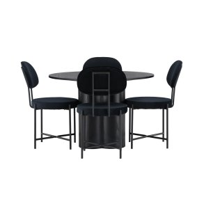 Olivia spisebordss�t spisebord sort 4 stole velour sort.