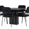 Olivia spisebordss�t spisebord sort 4 stole boucle sort.