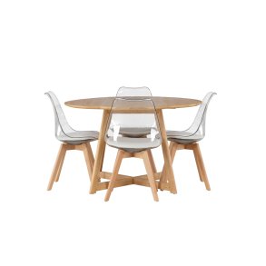 Yakidon spisegrupper spisebord med uttrekk brun 4 stoler plast natur.