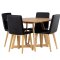 Yakidon spisegrupper spisebord med uttrekk brun 4 stoler PU kunstl�r svart.