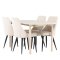 Andy spisebordss�t spisebord whitewash 4 stole fl�jl beige.