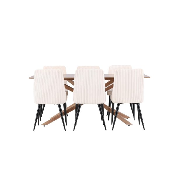 Piazza spisebordss�t spisebord mocca 6 stole fl�jl beige.