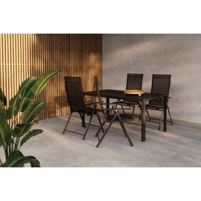 Giardini haves�t bord 85x150cm 4 stole Levanzo sort.