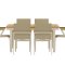 Panama hagesett uttrekksbord 90x160 cm natur 6 stoler beige.