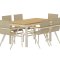 Panama hagesett uttrekksbord 90x160 cm natur 6 stoler beige.