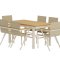 Panama hagesett uttrekksbord 90x160 cm natur 6 stoler beige.