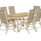 Panama hagesett uttrekksbord 90x160 cm natur 6 stoler beige.