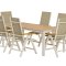 Break hagesett bord 90x200 cm natur 6 stoler beige.