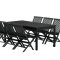 Kenya hagesett bord 90x180 cm svart 6 stoler svart.
