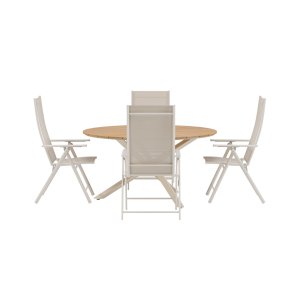 Mexico Gartenset Tisch �140 cm Natur 4 St�hle beige.