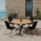 Mexico Gartenset Tisch �140 cm Natur 4 St�hle schwarz.