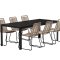 Mirko hagesett bord 90x200 cm svart 6 stoler brun.
