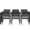 Bois hagesett bord 90x200 cm natur 6 stoler svart.