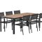 Bois hagesett bord 90x200 cm natur 6 stoler svart.