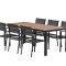 Bois hagesett bord 90x200 cm natur 6 stoler svart.