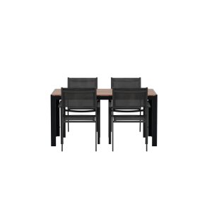 Break haves�t bord 90x150cm natur 4 stole sort.