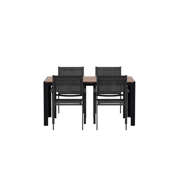 Break haves�t bord 90x150cm natur 4 stole sort.
