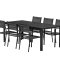 Mirko hagesett bord 90x200 cm svart 6 stoler svart.