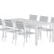 Break hagesett bord 90x200 cm hvit 6 stoler gr�.