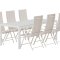 Break hagesett bord 90x200 cm hvit 6 stoler beige.