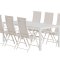 Break hagesett bord 90x200 cm hvit 6 stoler beige.