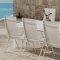 Break hagesett bord 90x200 cm hvit 6 stoler beige.
