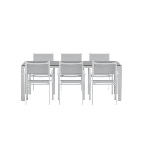 Break hagesett bord 90x200 cm gr� 6 stoler gr�.