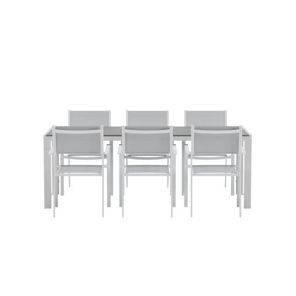 Break hagesett bord 90x200 cm gr� 6 stoler gr�.