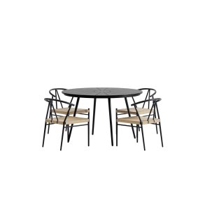 San Vito Gartenset Tisch �120 cm schwarz 4 St�hle schwarz.