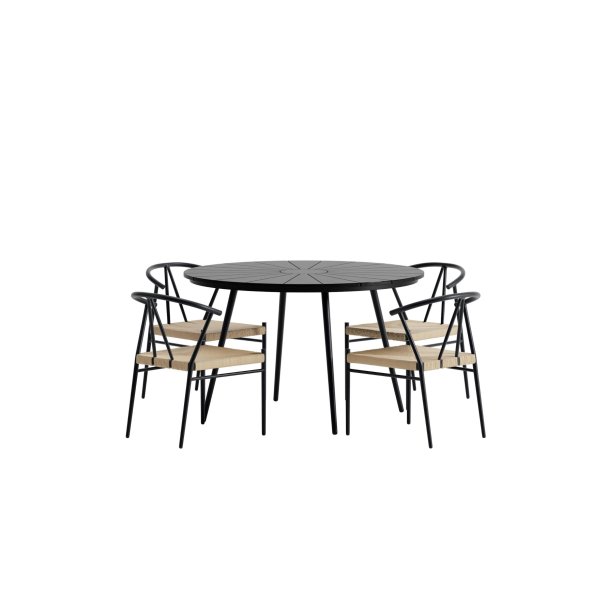 San Vito Gartenset Tisch �120 cm schwarz 4 St�hle schwarz.
