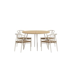 San Vito Gartenset Tisch �120 cm Natur 4 St�hle beige.